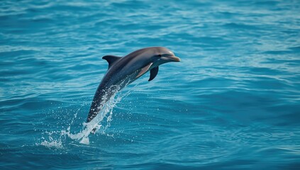 Obraz premium Dolphins engaging with humans in a natural setting, highlighting marine life curiosity