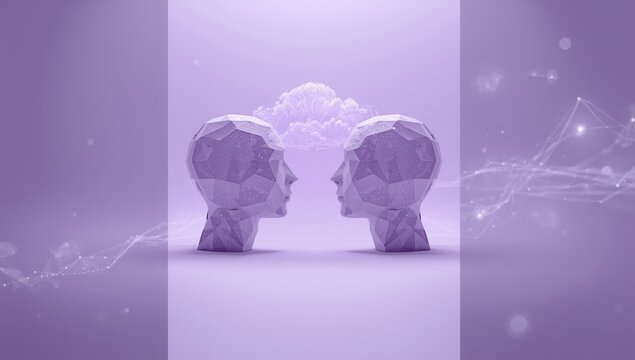 Paper human heads linked to the internet with data upload and download, highlighting information flow, World Information Society Day - Powered by Adobe