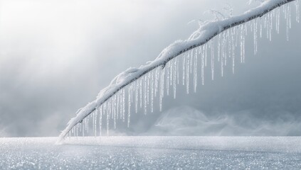Ice-coated tree limb during winter, winter weather indicator