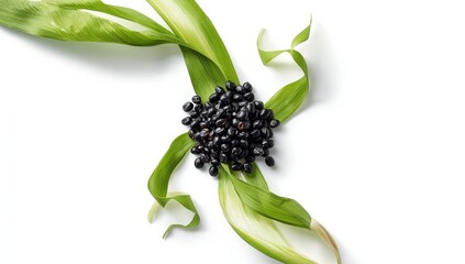 Fototapeta premium Unprocessed black corn on a stark white backdrop, ideal for culinary or menu presentation