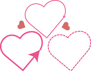 Set of pink heart shapes in a romantic Valentine love design illustration