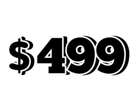 price tag $499 dollars sign symbol on transparent background. 3d black color Perfect for advertising, sale banners, product promotion, discount labels, and e-commerce graphics design elements.