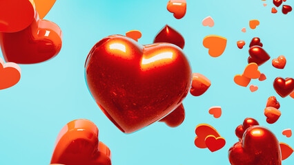 Bright hearts float in the air for Valentine's Day celebration