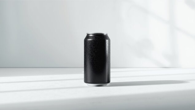 Set of matte black aluminum cans used in product display and layout testing