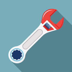 combination wrench flat vector illustration icon