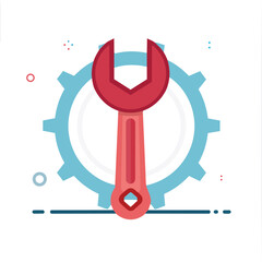 wrench flat vector illustration icon