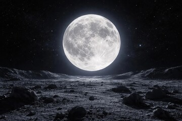 Moon phase showing full moon from the lunar ground level