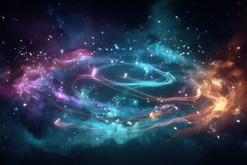 Colorful Abstract Spiral Galaxy Digital Art