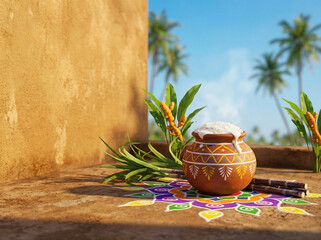 Pongal fectival celebration design background. sun worship and Tamil cultural festivity.