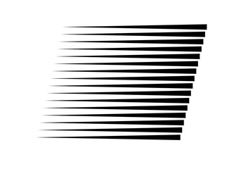 Black horizontal line trapezoid abstract shape perspective striped design element for background, layout and graphic design