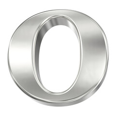 Obraz premium Shiny Chrome Metallic Capital Letter O or Zero Isolated Against a Solid Black Background