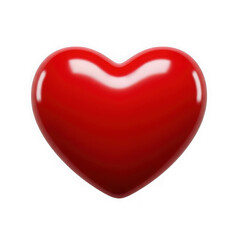 Shiny red heart shape isolated on transparent background with reflections