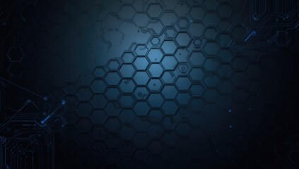 Geometric hexagonal pattern in a tech-themed abstract background serving as a layout foundation for digital interfaces