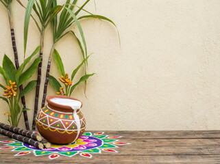 Pongal fectival celebration design background. sun worship and Tamil cultural festivity.