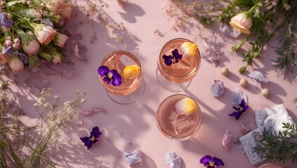 Wine Cocktails With Pansies And