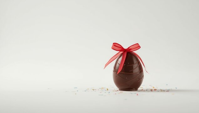 Decorative chocolate Easter egg with colorful foil wrapping, highlighting holiday tradition