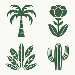 Cacti and succulents icons set. Vector illustration.