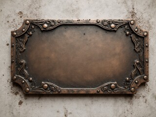 Blank signboard made of bronze, retro mockup design.