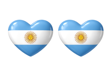 Patriotic Argentine hearts with Sun of May emblem for national day and independence