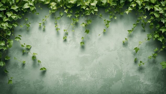 Climbing plants on a wall creating a lush natural backdrop for design or editorial use, Earth Day