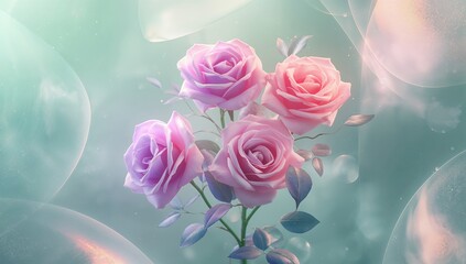 Colorful floral artwork of a rose bush with icy accents, highlighting winter preservation