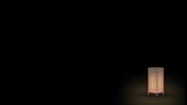 端に寄せた行燈がやさしく光る和風背景動画 Japanese Style Background Video with Copy Space, Softly Glowing Andon Lantern
