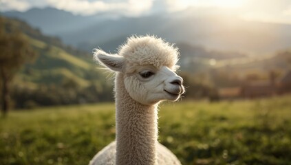 Obraz premium Alpaca fleece in a traditional Peruvian environment, highlighting sustainable textile sources