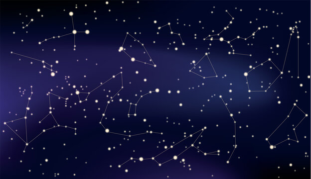 Night Star sky. Astrological celestial map with. Sky map vector illustration. 