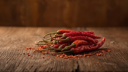 Close-up of dried chili peppers, highlighting their texture and color, food ingredients, Earth Day