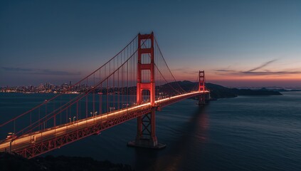 Fototapeta premium San Francisco Bay Bridge scene at sunset, utilized as an editorial header background
