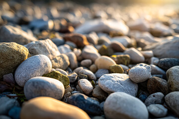 Close Up View of Colorful Pebbles on a Beach