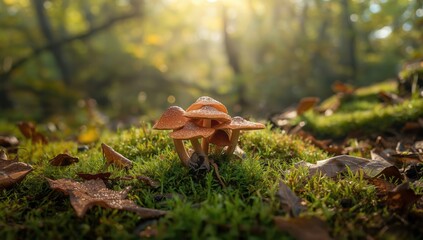 Close-up of russula mushrooms with blurred background, ideal for UI backdrop