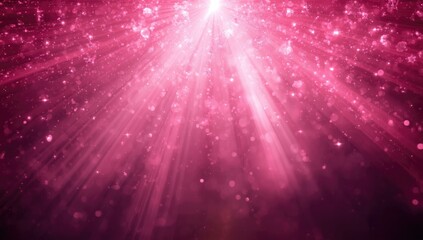 Abstract festive backdrop featuring pink light rays and glitter in bokeh for holiday graphics, seasonal celebration