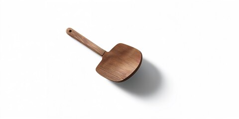 Wooden spatula with dark finish placed on a white surface, ideal for culinary tasks and utensil maintenance
