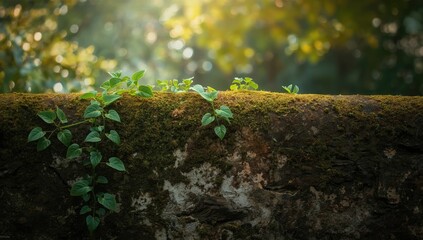 Obraz premium Vertical garden with climbing plant on wall, highlighting sustainable urban greening, Earth Day