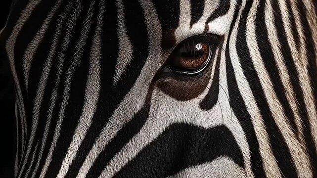 Close-Up Action of Zebra Patterns, Safari Environment, Wildlife Photography, Natural Habitat, Detailed View, Animal Behavior