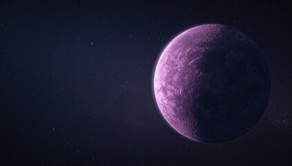 Obraz premium Lunar landscape in purple hues beneath a dark sky, planetary surface for astronomy research