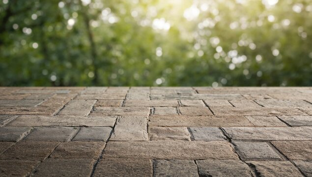 Stone tile ground, designed for durable outdoor walkways and patio surfaces - Powered by Adobe