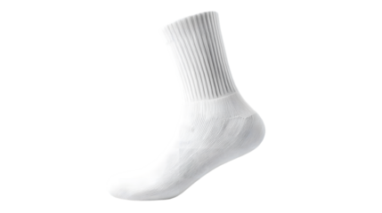 White athletic sock isolated on a transparent background