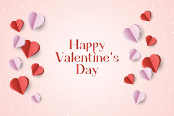 Cute paper cut hearts romantic background, great for Valentine's Day, Mother's Day.