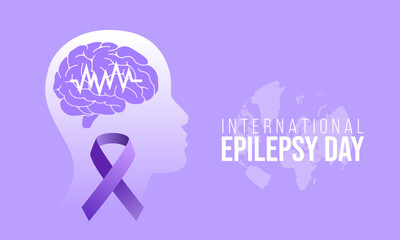 International Epilepsy Day with purple ribbon. Purple day concept background. Vector illustration