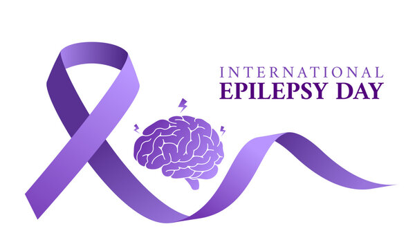 International Epilepsy Day with purple ribbon. Purple day concept background. Vector illustration