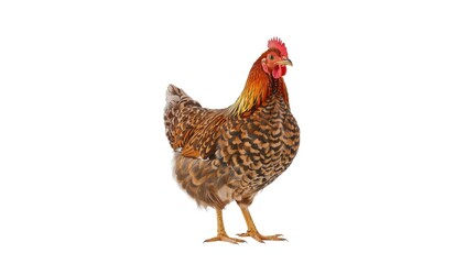 Fototapeta premium Wyandotte hen positioned towards the viewer, emphasizing chicken breed features for poultry farming