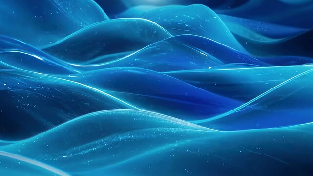 Abstract image showcasing smooth, flowing blue wave patterns with shimmering highlights. ideal for modern designs, digital backgrounds, or visual projects needing a sense of movement and calmness.