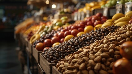 Closeup of mixed nuts and fruits, highlighting natural ingredients for nutritious snacking, World Health Day