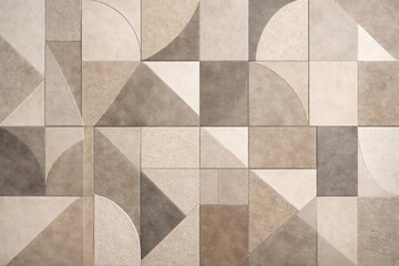 Abstract textured block wall featuring geometric patterns in neutral tones for modern architectural backgrounds