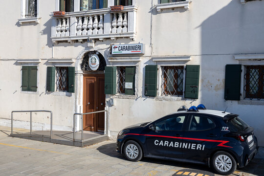 Pellestrina, Venice, Italy - Oct 27, 2025: Exterior view of the Carabinieri station