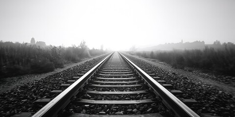 Close-up of railway rails as part of urban transit infrastructure focused on structural integrity