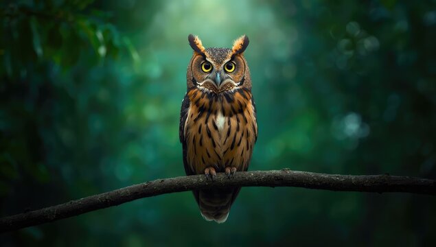 Buffy Fish Owl with tawny- edged feathers and barred yellowish and dark brown wings, highlighting adaptive plumage