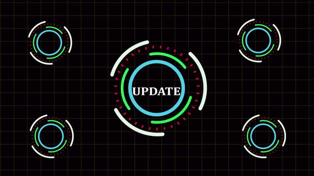 Update  text of system and software. Security patch and firmware version upgrade. Businessperson using laptop computer to apply bug fixes.